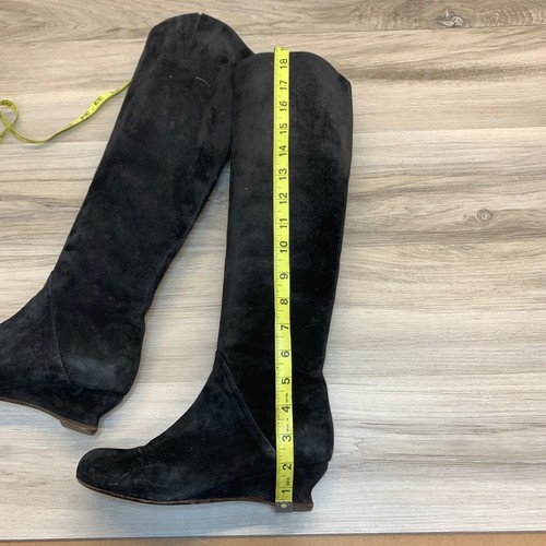 Bottega Veneta Knee High Suede Womens Black Designer Boots Sz 37 US 7 Low Wedge - Picture 6 of 15