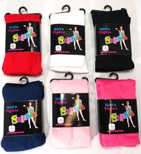 Girls Solid Winter Tights Comfy Soft Red White Black Blue Pink CHOOSE SIZE/COLOR