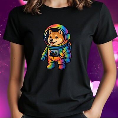 Frauen T-Shirt Regenbogen Astronaut Motiv Baumwolle Größe S bis 3XL