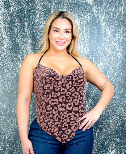 Sexy METALLIC Black Bronze HALTER TANK TOP Size 2XL Womens Plus PINK Glittery