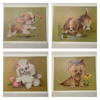 Puppy Dogs Litho Art Print Coby 1970's 9'' by 11'' Unframed Pick Variation