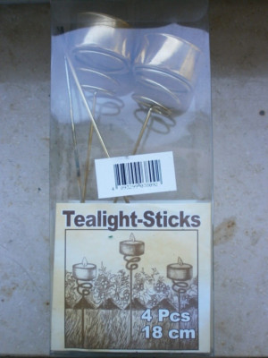 4 Teelichthalter Tealight Sticks 18cm gross im Orginal Karton...gebraucht