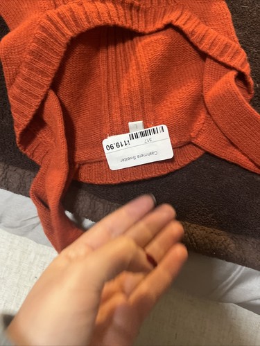 Suéter de cachemir de diseñador Piscotta Ny Dog sudadera con capucha óxido L rojo naranja juguete - Imagen 4 de 4