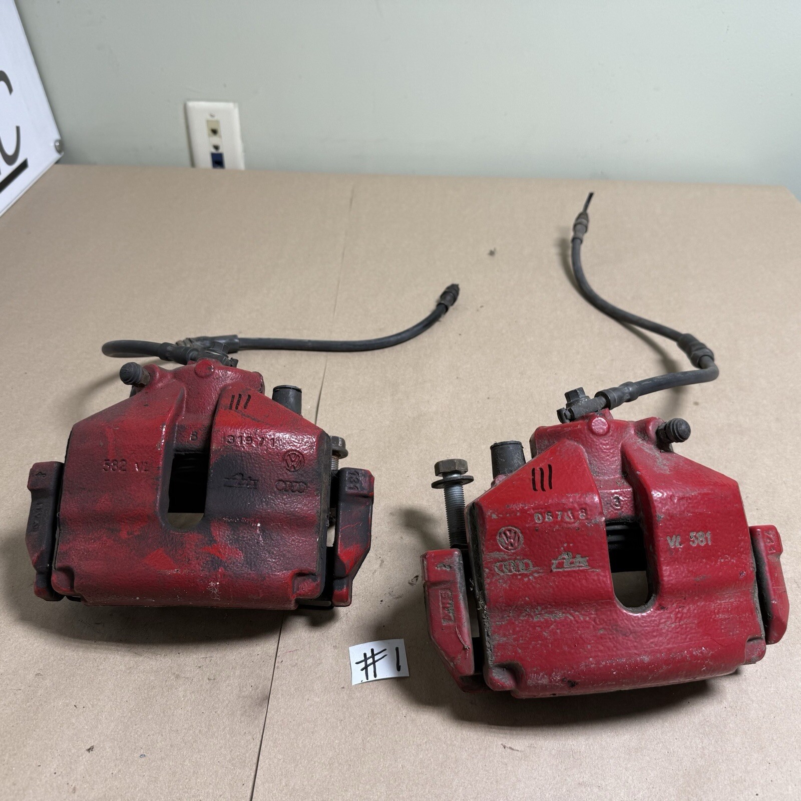 10-14 MK6 VW Golf GTI Front Pair Left & Right Brake Calipers Red 741 VL #1 111