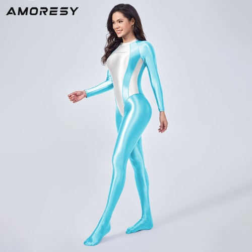 AMORESY Damen Oil Glitter Einteiler Overalls Yoga Pilates Catsuit Sports Romper - Bild 6 von 28