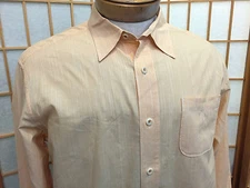 Tommy Bahama Hawaiian Relax Orange Cotton Long Sleeve Dress Shirt Mens Size M