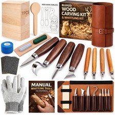 Wood Carving Kit Whittling Kit: Deluxe Wood Carving Tools Knife Set with Leather