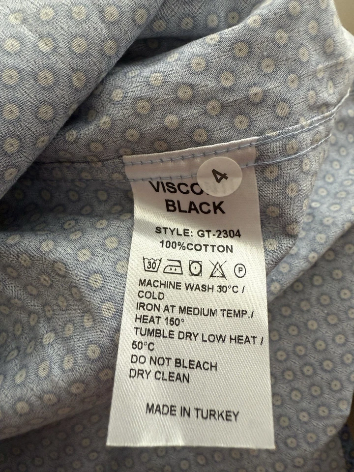 NWT Visconti Black Men’s Long Sleeve Blue Geometric Dot Shirt Size - M 39/40 - Image 4 of 4