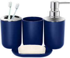 Blue Bathroom Accessories Set 4 PCS, Blue Bathroom Accessories, Plastic Soap Dis