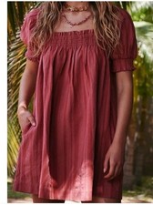 Free People Size XS Moana Stripe Puff Sleeve Mini Dress NWT Boho Festival 