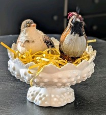 2 Feather  Felt Coated Bird Ornaments/ Decorations Wire Feet