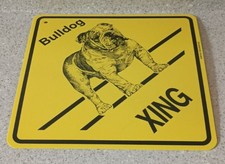 Plastic Yellow Dog Crossing Road Wall Sign Bulldog Breed Brand New Ships Free 