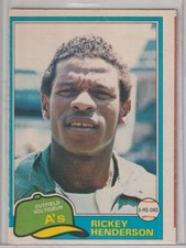1981 RICKEY HENDERSON O-PEE-CHEE BASEBALL BASE CARD 1ST OPC #261 ATHLETICS