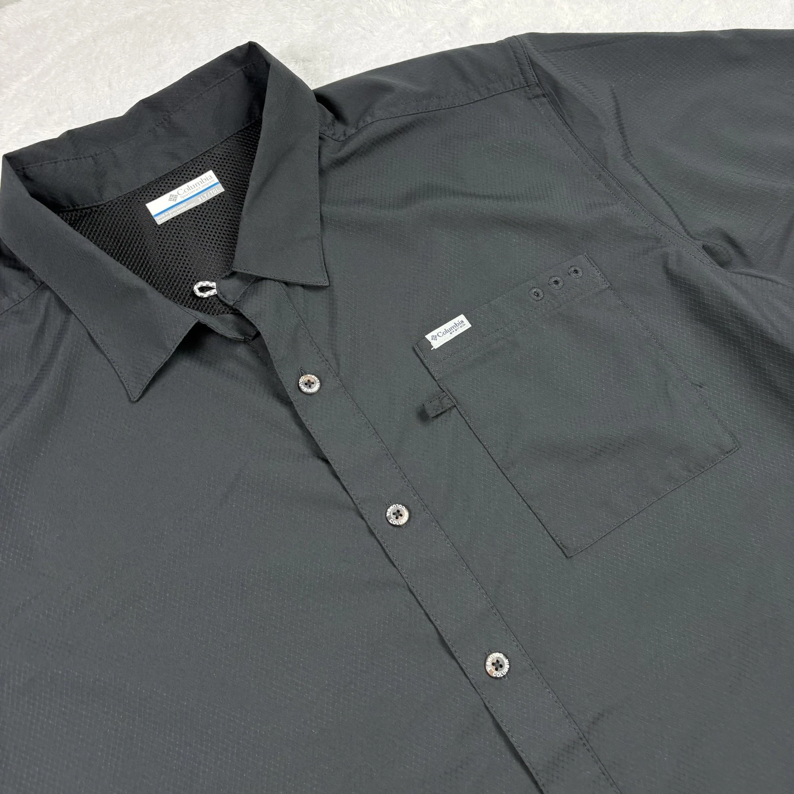 Columbia Shirt Mens XLT Black Short Sleeve Button-Up Relaxed Fit PFG Omni-Shade