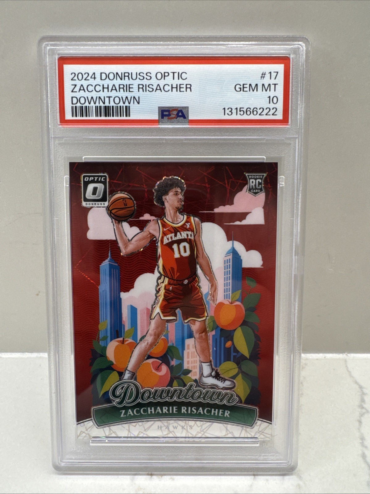 Zaccharie Risacher 2024-25 Panini Donruss Optic Downtown SSP #17 (RC) PSA 10