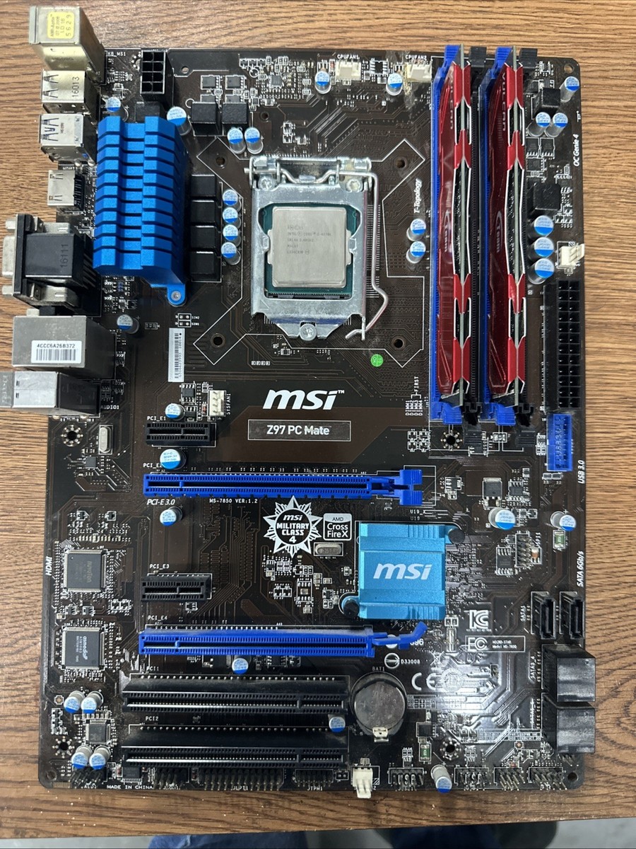 MSI Z97 PC MATE LGA1150 ATX MOTHERBOARD + 16GB DDR3 RAM 2x8GB + I5