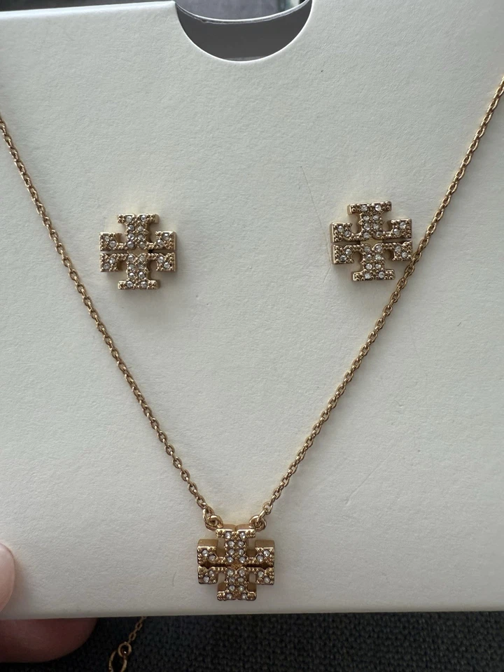 Tory Burch Gold Necklace & Earring Set NIB  - Image 3 of 4