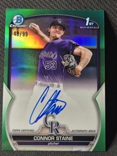 Connor Staine 2023 Bowman Chrome 1st Green Refractor /99 Auto #CPA-CSE Rockies