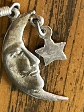 Vintage Moon and Stars Dangle Earrings ? Sterling Silver Jewelry