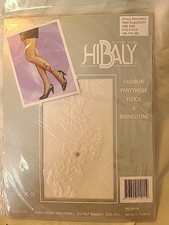 Pantyhose Flocked White 5'-5'10 100-175 lbs Rhinestone VTG 90's Hibaly Womens