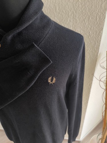 Fred Perry Pullover M Merinowolle Kragen Blau - Bild 11 von 15