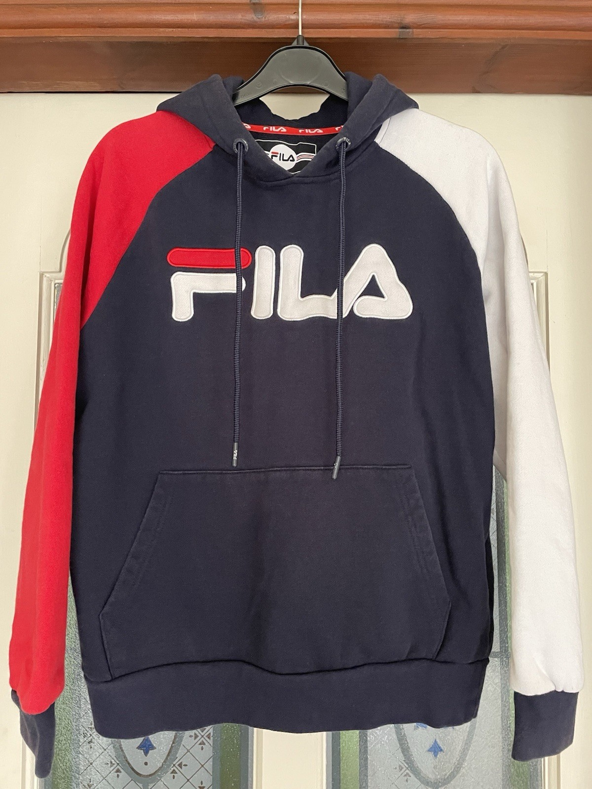 Felpa con cappuccio Fila blu pullover track top piccola uomo unisex