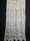 Window Curtain Panel With Attached Valance White Floral Lace 84" x 58" Vintage A