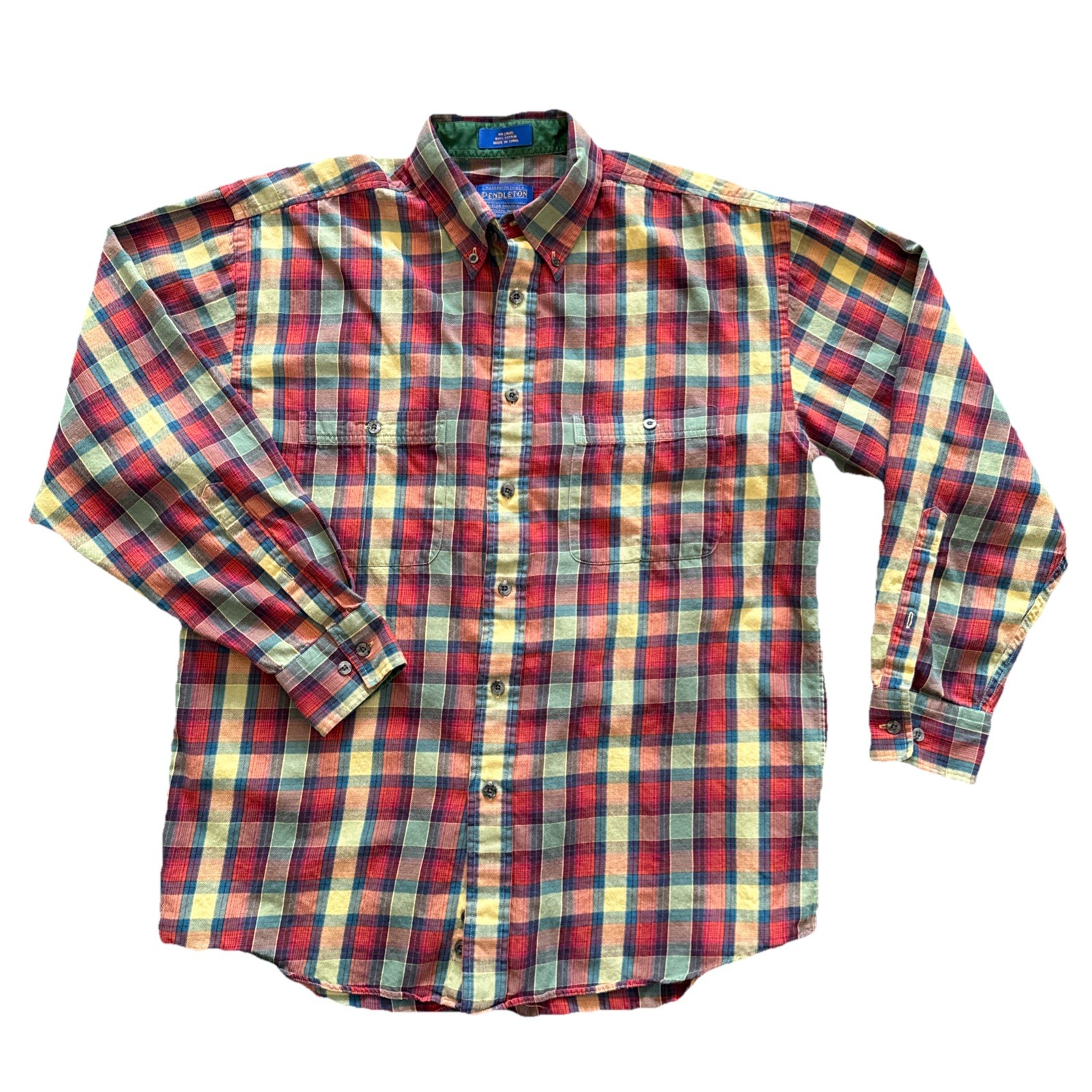 Pendleton Men’s Medium Plaid Button Down Shirt Co… - image 1