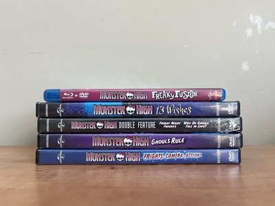 #ad Monster High 5 DVD Lot •Ghouls Rule FrightsCamera Freaky Fusion Double Feature $38.99