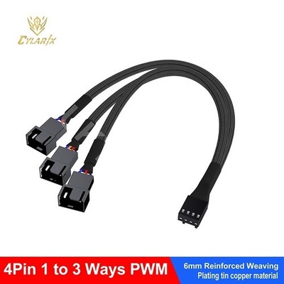 4 Pin 1 to 3 Way PWM Case PC Fan Splitter Cable Hub Power Adapter
