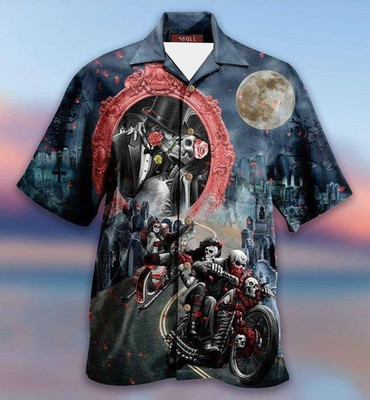 Wedding Of Skull Unisex Adult, Tropical Hawaiian Shirt, Aloha Party