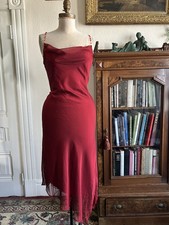 Vintage Y2K Red Iridescent Chiffon Fairy Dress Formal Midi  Asymmetrical M