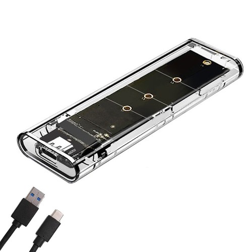 M.2 NGFF SATA Dual Protocol SSD Case Clear USB Type C 10Gbps PCI-E M2 SSD9463