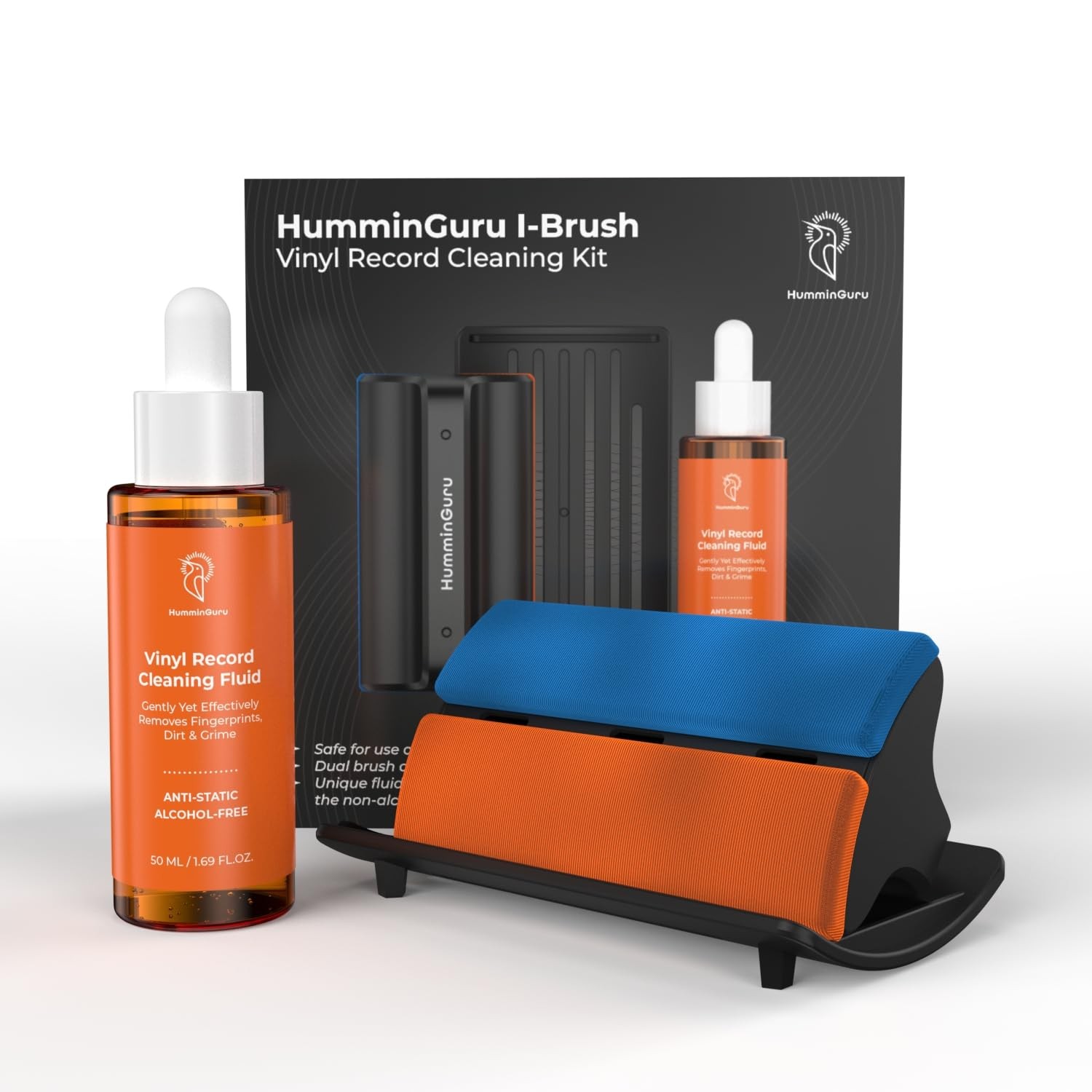 I-Brush Vinyl Record Cleaning Kit with Anti-Static Brush for LPs