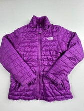 The North Face Jacket Girls Medium 10/12 Purple Reversible Fleece Puffer