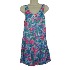 Show Me Your Mumu Womens Small Blue Flower Floral V Neck Sleeveless Shift Dress