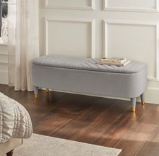 Soft Velvet Mid Grey Valencia Upholstered Storage Ottoman by Next