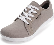 WHITIN Men's Wide Canvas Barefoot Shoes Zero Drop Minimalist, Brown Grey, 8
