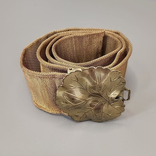 Vintage Mesh Belt Gold Tone Leaf Buckle Short 23.5"