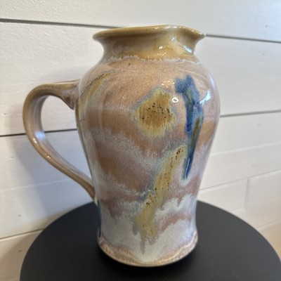 Handmade Pottery Pitcher Susan Ammann Taos Southwest NM Studio Art Drip Glazed