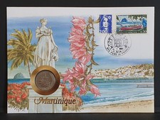 Lettera Numismatica Martinica Caraibi 1 Franco 1964 Repubblica Francia 