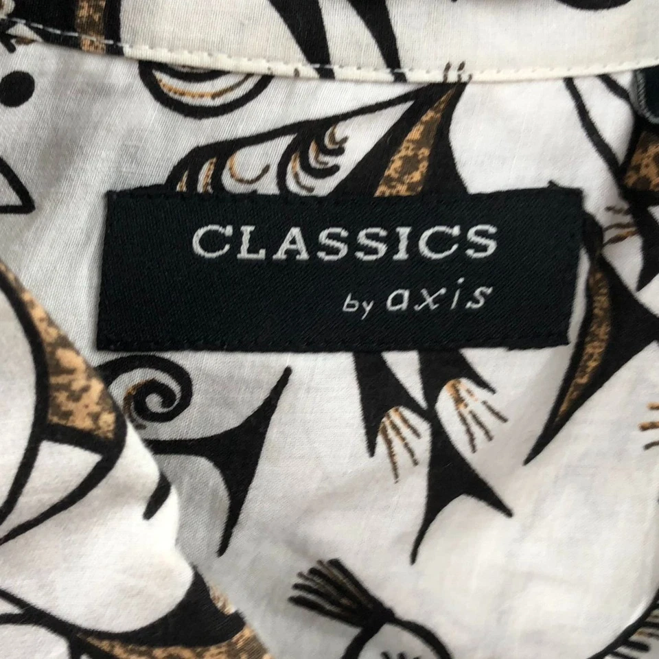 Axis 经典男式夏威夷衬衫 XL 码短袖印花白色黑色 — 第 3/4 张图片