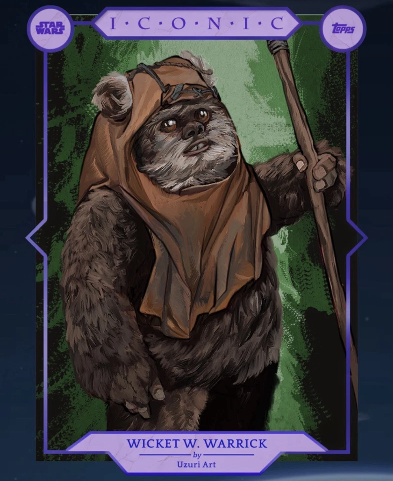 topps star wars card Trader WICKET WARRICK ICONIC + FORCE LIGHTNING 7 CARD SET - Image 3 of 4