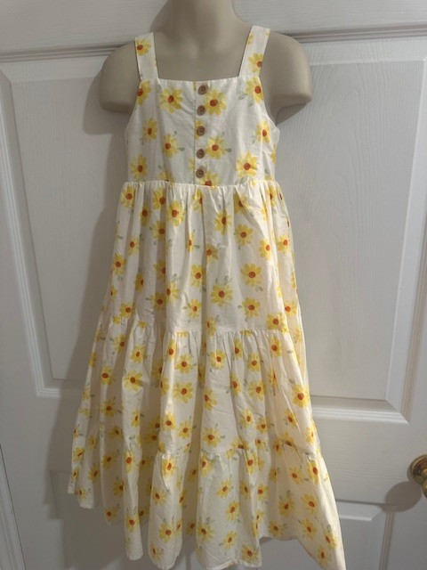 Haute Hippie Girls Size 4 White SunDress With Yellow Flowers