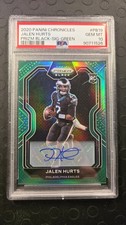 2020 Panini Chronicles Prizm Black Jalen Hurts Green Rookie Auto /49 PSA 10