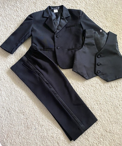 Spring Notion Toddler Boys 3 Piece Black Suit Jacket Vest Pants Satin Trim 2T
