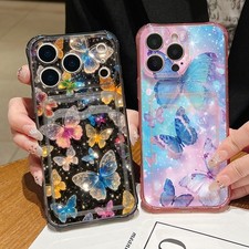 For iPhone 17 Pro Max 16 15 Plus 14 13 12 Card Slot Wallet Butterfly Case Cover