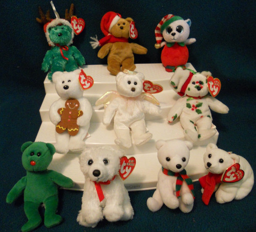 Ty Jingle & Baby Beanies Lot of 10 Stuffed Ornaments ***Read Description***