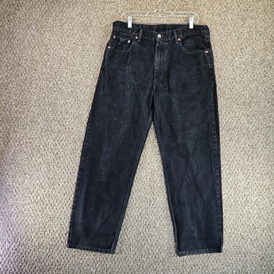 Levis 550 Jeans Mens 36x30 ( Actual 34x30 ) Straight Black Denim