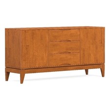 Harper 60 inch Wide Solid Hardwood Mid-Century Sideboard Buffet in Teak Brown